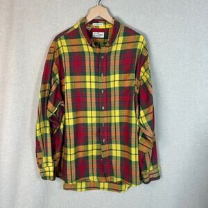 Vintage‎ Sears Roebuck Mens Button Up Shirt Size XXL Plaid Single Needle Country